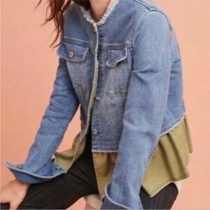 Anthropologie Pilcro and the Letterpress Denim Peplum Jean Jacket
